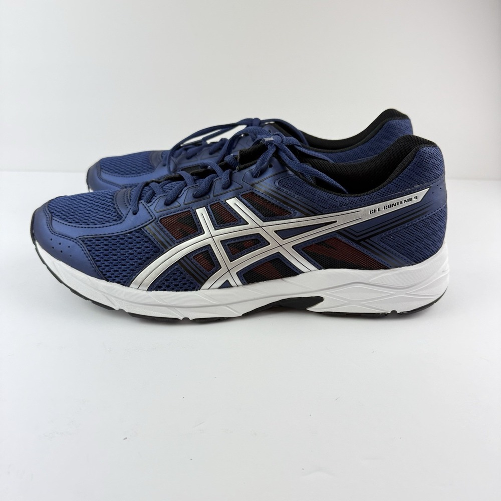 ASICS Gel-Contend 4 Men's Running Shoes Size 13 Blue Silver Red T715N Athletic - Picture 2 of 10